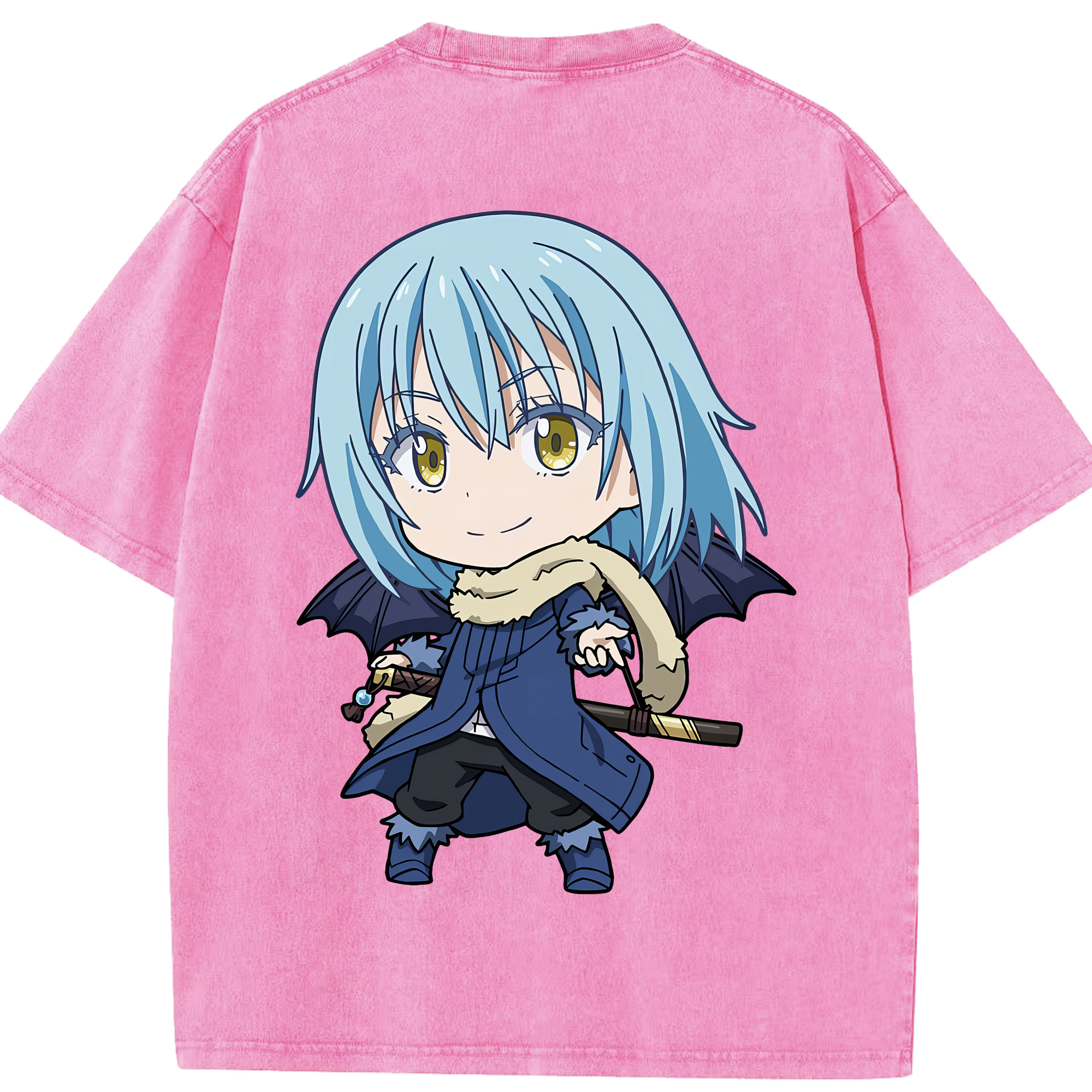（画像用） 転スラ Regarding Reincarnated to Slime 綿100% ヴィンテージ風 半袖Tシャツ（背面プリント）